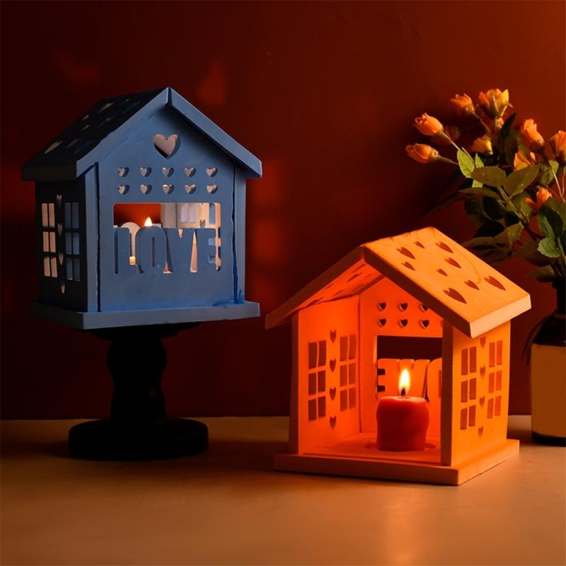 Valentins Day Silicone House Ornament Making Mold for Candle and Night Lights with Heart and House Designs