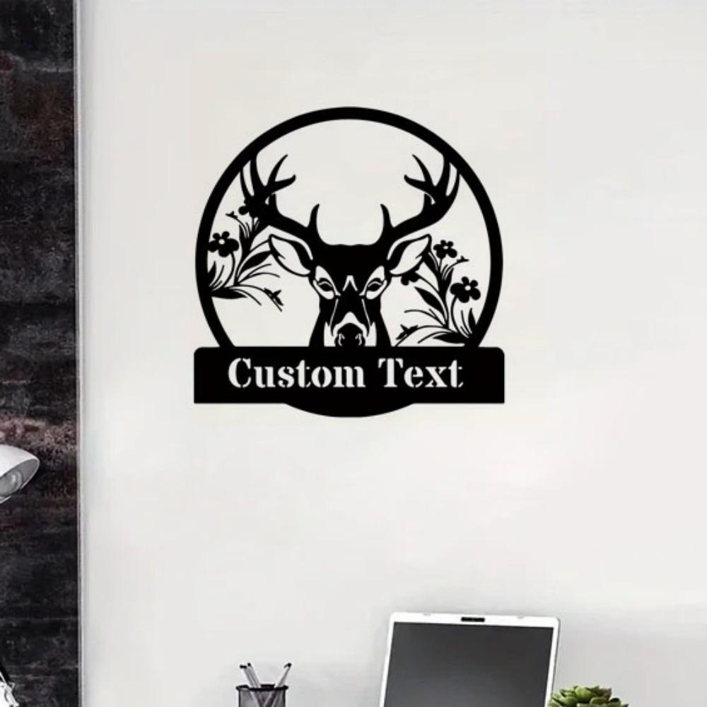Stylish Black Iron Deer Family Name Plaque   Customizable Metal Wall Art for Home Indoor Outdoor