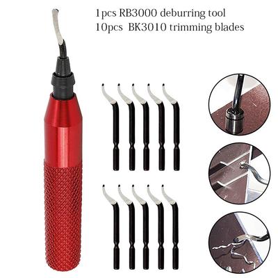RB3000 Entgratwerkzeug mit 10 Stück Bk3010 HSS Klingen Aufbewahrungsgriff Design Rot