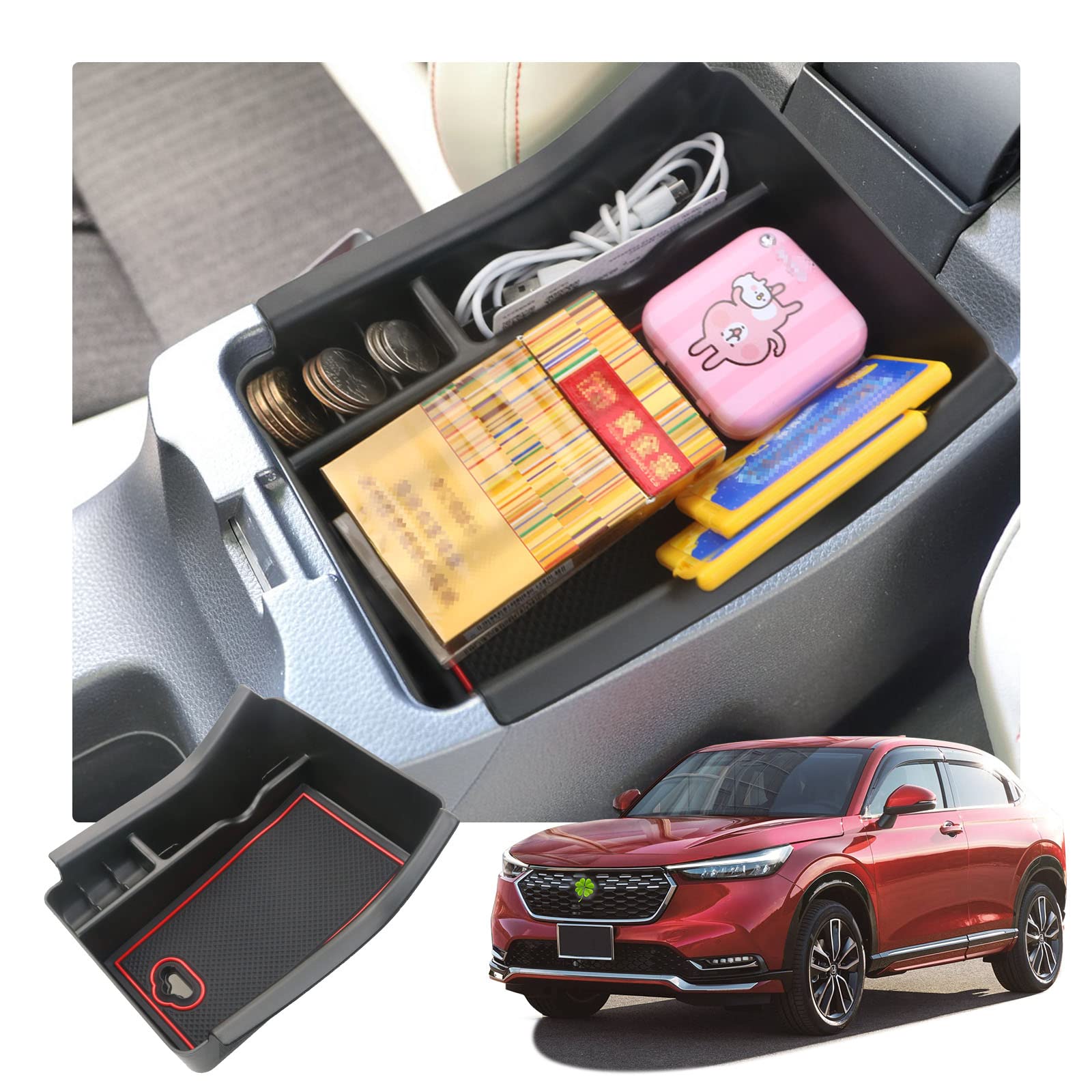 

RUIYA Honda New Vezel RV Бокс для центральной консоли Лоток для аксессуаров Новый лоток для консоли Vezel красный