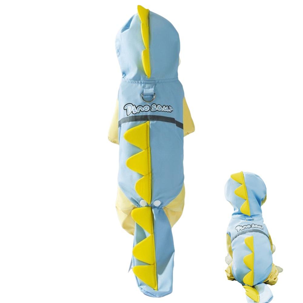 

Waterproof Dog Raincoat Dinosaur Design Full Body Protection Pet Rain Poncho Leash-Attachable Elastic Trousers Rainwear Hood L