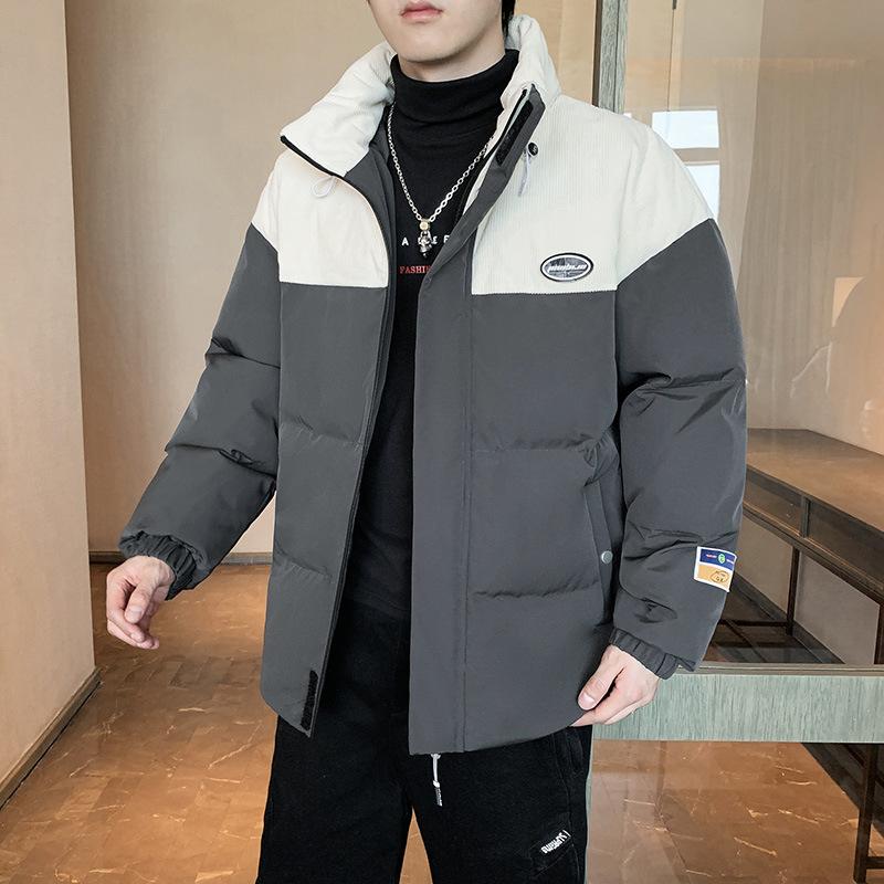Winter Warm Hooded Fake Two-piece Cotton Clothes Thickened Japanese Teenagers Handsome Casual Jacket