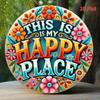 Happy Place Floral Wall Art Metal Sign Home Decor