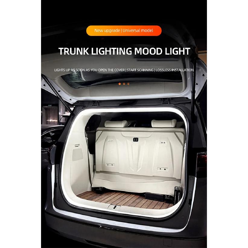Car high brightness trunk lighting ambient light interior decoration LED wiring free automatic sensing tailgate light strip