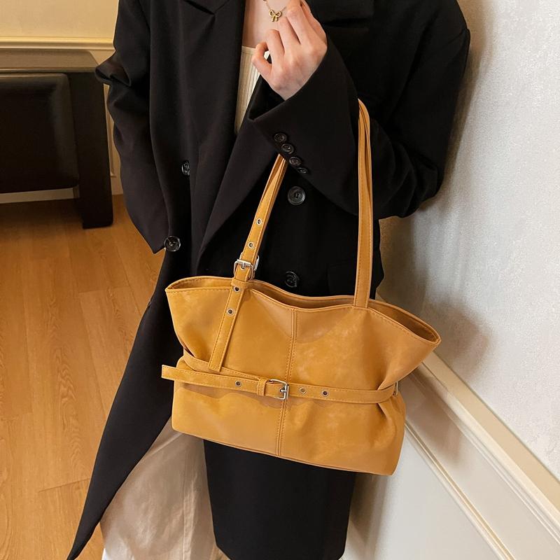 Trendy Fashion Simple Belt Buckle Retro Women's Underarm Bag Elegant Shoulder Bag Very Suitable for Daily Life, Shopping, and Women's Holiday Gifts