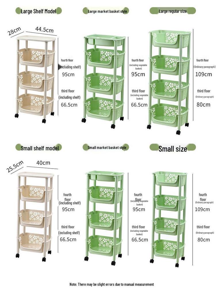 Movable Kitchen Storage Rack for Vegetables, Fruits, Spices, and Jars