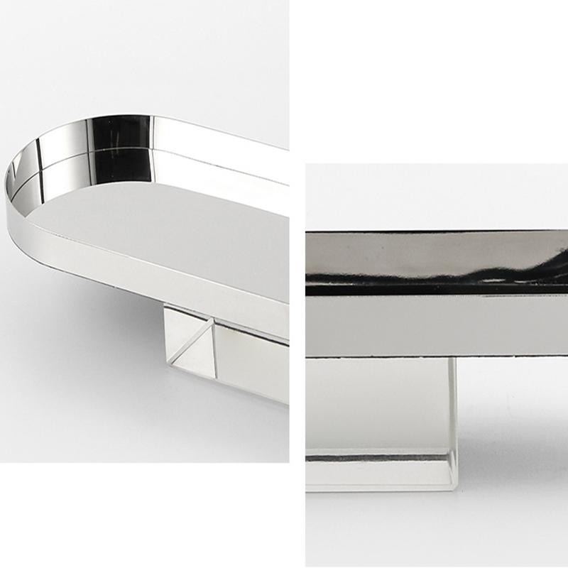 Modern Art Crystal Base Fruit Plate, Luxurious Stainless Steel Tray, Dessert Plate, Kitchen, Dining Table, Long Storage Tray