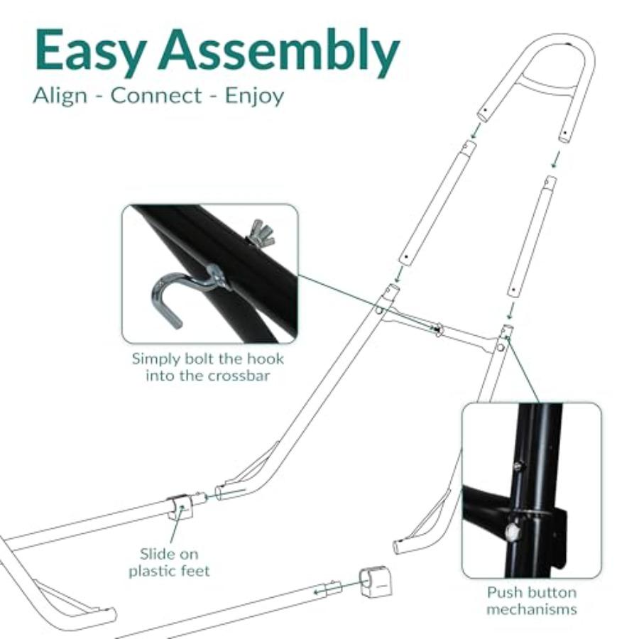 Universal Double Hammock Stand Only - 550-Pound Capacity - Heavy-Duty Outdoor Hammock Stand for 9 to 14 Foot Hammocks - Black