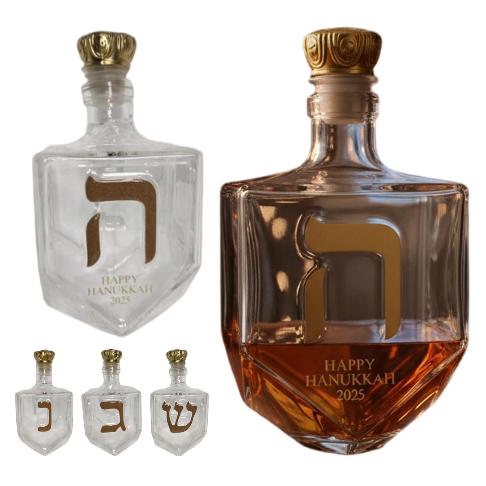 Hanukkah Dreidel  Decanter W/ Golden Hebrew Letters Crown Cap Glass  Bottle for Festival Home Bar Display China Mainland
