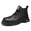 Fashion 2025 New Genuine Leather MEN'S BOOTS with Retro Style Leather Boots Thick Soles Wear-resistant MEN'S High Top Casual Shoes