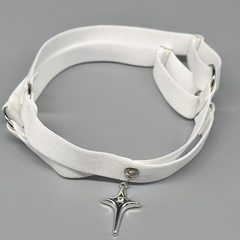 Gothic Punk Elastischer Oberschenkelstrumpfband Sternanhänger Beinharnisch Riemen Bandagen Beinwickel Sexy Strumpfband Rollenspiel Beinring