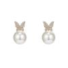 Water Drop Pearl Rhinestone Tassel Earrings