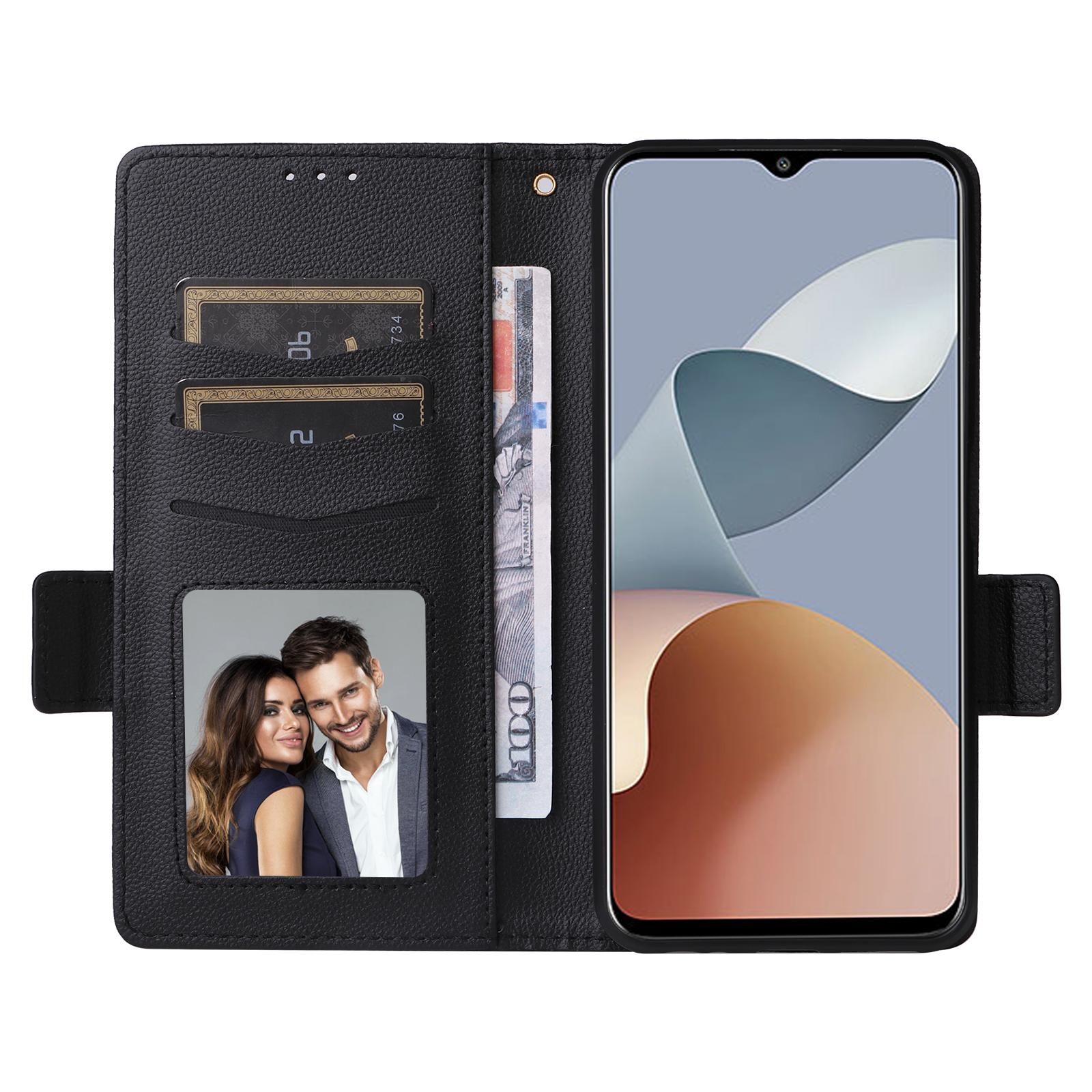 

For ZTE Blade A73 4G/Blade V50 Smart/Blade V50 Desig 4G/Axon 50 Lite Case Litchi Texture PU Leather Wallet Phone Cover with Strap Dark Blue