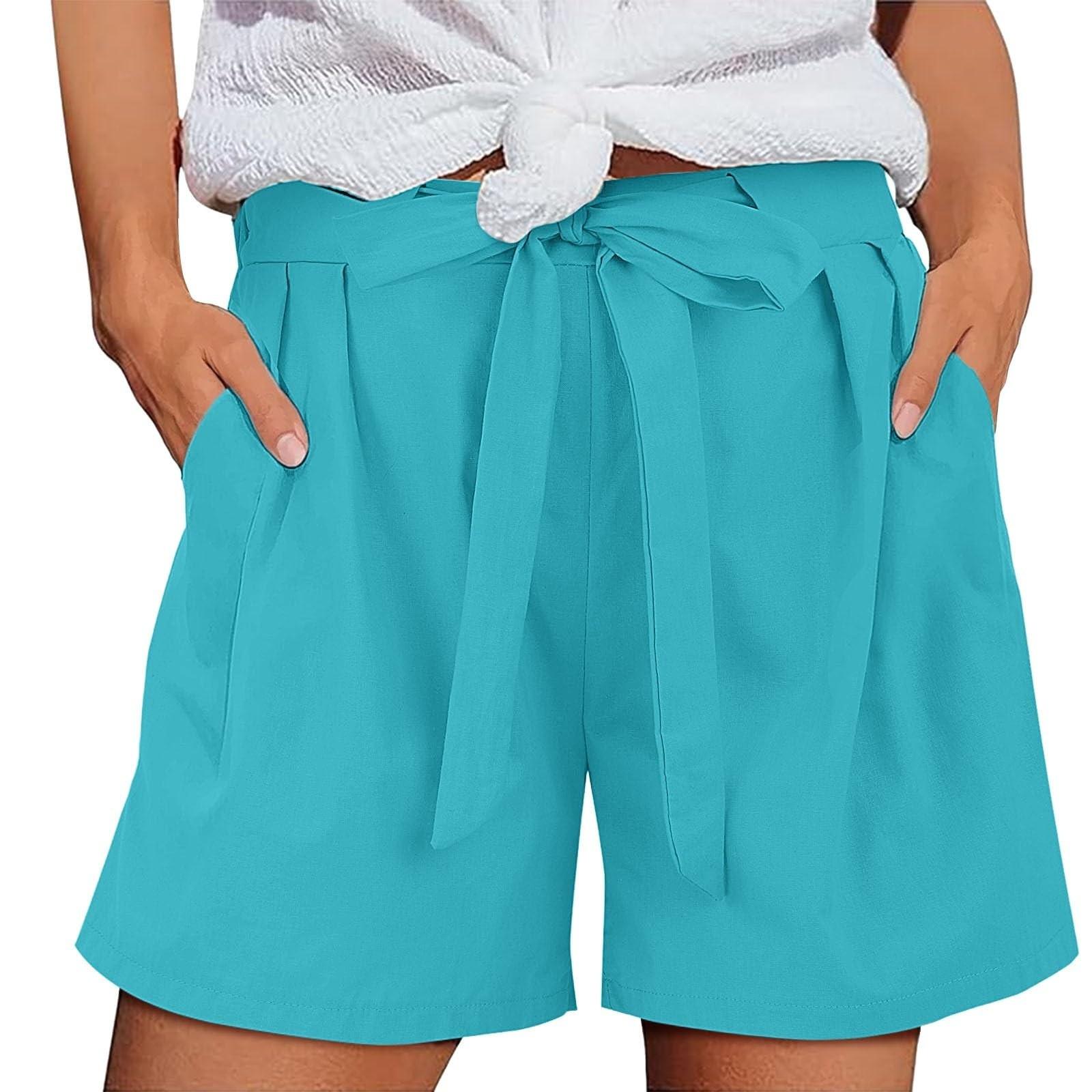 

Женские модные однотонные шорты из хлопка и льна с карманами, на бретелях, с эластичной талией M