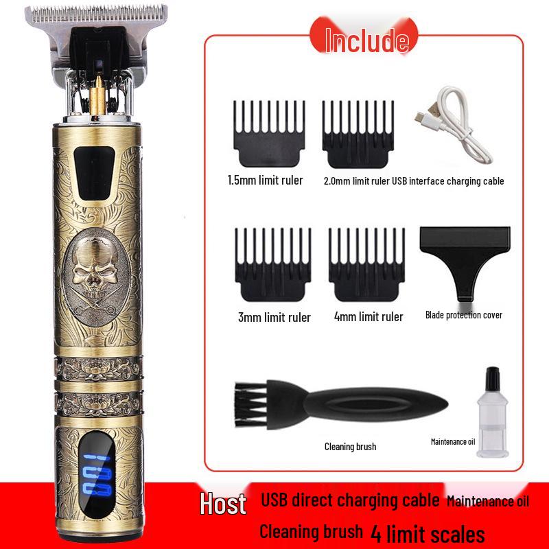 T9 Bald Electric Hair Clipper - Professional Rechargeable Engraving & Oil Head Shaver