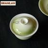 100ml Gradient Green Gaiwan Vintage Not Hot Tea Tureen Household Tea Bowl With Lid Kit Tea Making Cover Bowl Drinkware Gifts