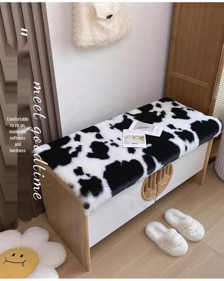 Rabbit Plush Shoe Changing Stool with Cushion and Mat