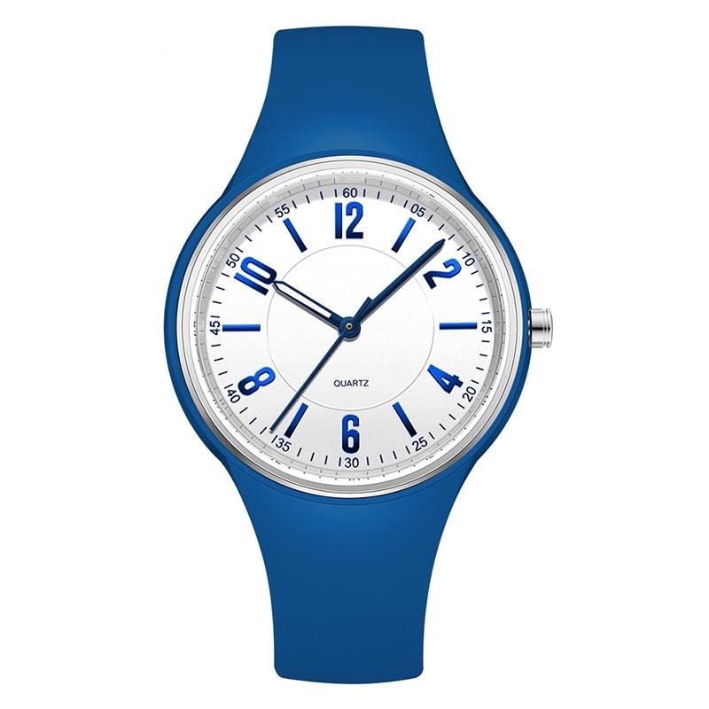 Women Quartz Watch Simple Dial Silicone Strap Waterproof Luminous Display Student Wristwatch