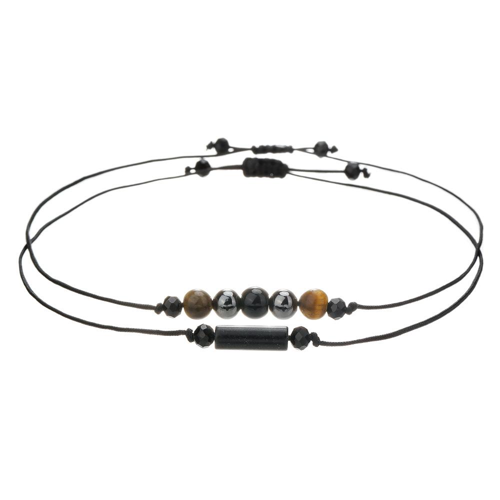 Woven Handmade Beaded Stone Bracelet Cylindrical Amethyst Tiger Eye Powder Crystal Bracelet Couple Friendship Bracelet