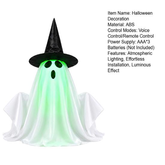 Remote Controlled Halloween Decor Electric Lifting Ghost Decoration with Voice/Remote Control, Interactive Scary Glowing Spooky Holiday Ghost,