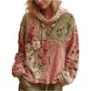 Dámská móda Dlouhý rukáv S kapucí Vintage Patchwork Květinový potisk Ležérní mikina Top