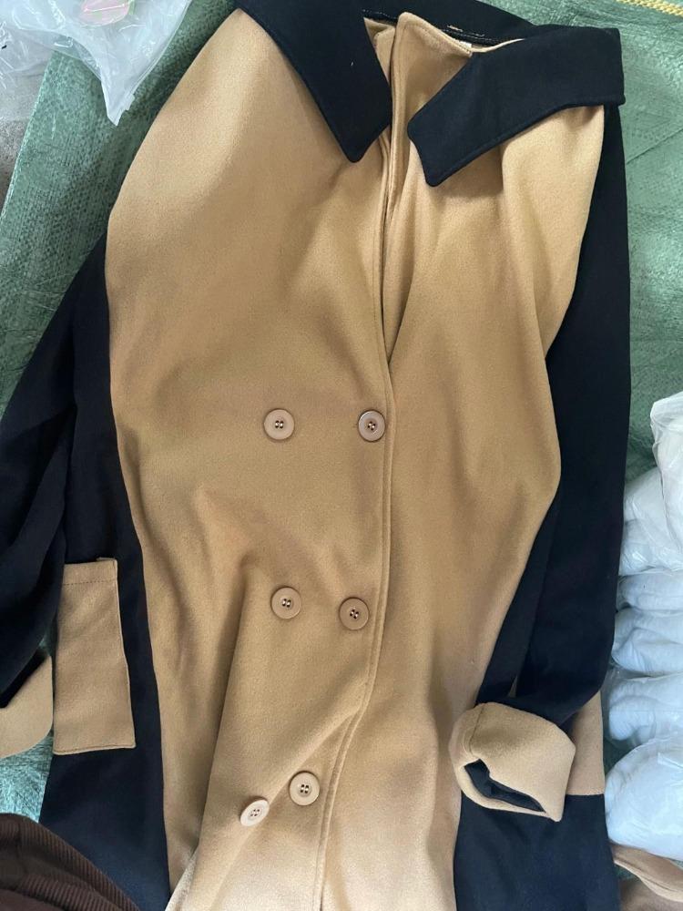 Eleganter Damen Langmantel Lässig Dünn Wollmischung Beidseitig Kaschmir Passende Farbe Stilvolle Oberbekleidung