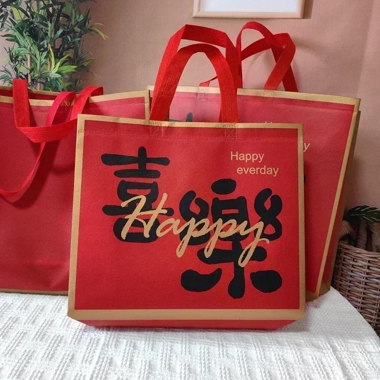 10pcs Non-woven Fabric Handbag Film Covering Waterproof Shopping Bags Strong Handle Package Bag Clothing Gift Pack Portable Bags