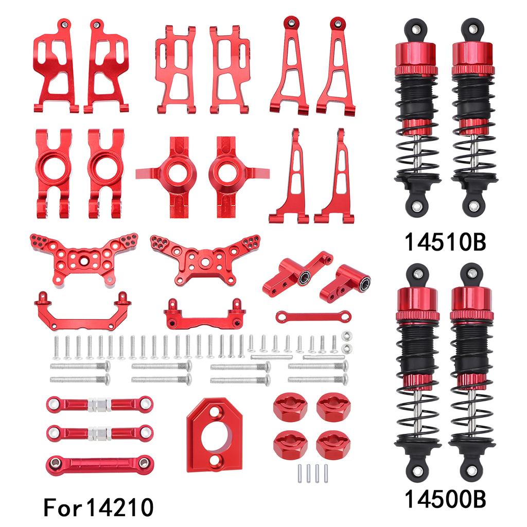 Mjx 14210 14209 H14BM Metal Steering Cup Upper Lower Swing Arm Set Shock Tower Bracket Body Post Hyper Go RC Car Upgrade Parts