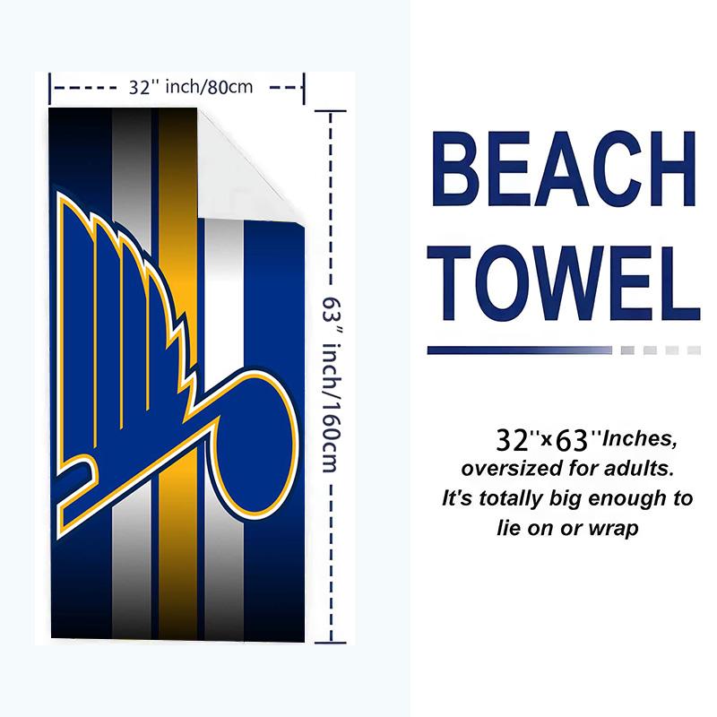 St. Louis Blues Aufdruck Strandtuch, Großes Weiches Schnelltrocknendes Handtuch für Strand Camping Schwimmen