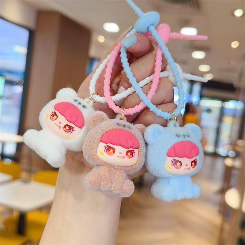 Lamb Wool Coin Purse Cartoon Keychain Pendant - Plush Storage Bag