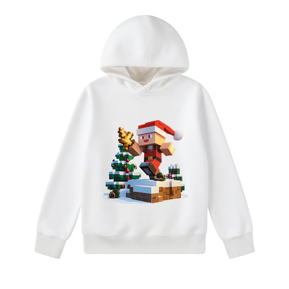 Minecraft Christmas Santa Claus Hoodie age 4-14 Pullover Sweatshirt for Kids Boys Girls Christmas Gift Costume cartoon print New Year gift