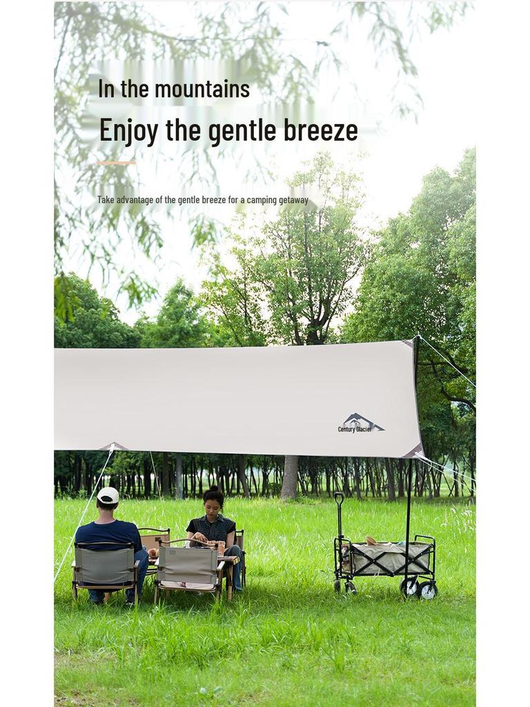 Silver Coated Large Outdoor Camping Sunshade Tent - Rainproof Pergola for Picnics