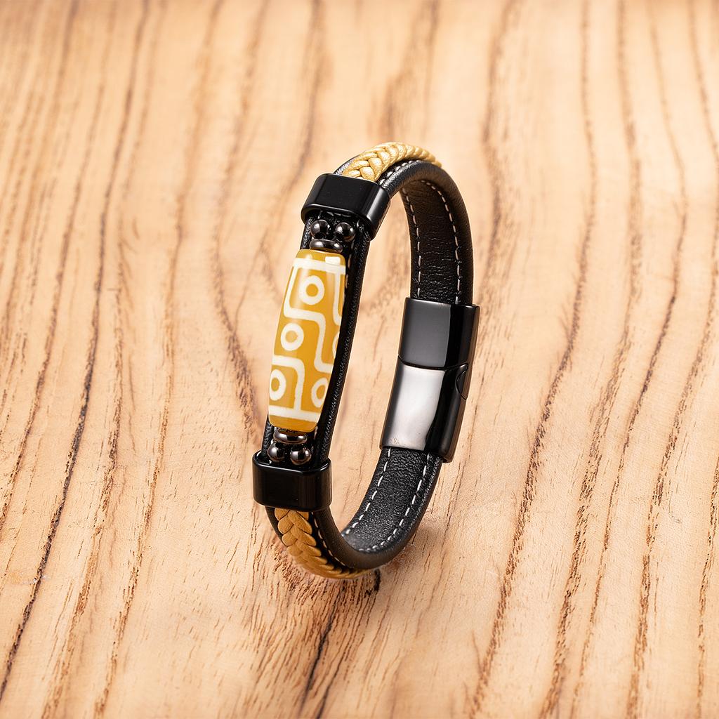 2026 Magnet Buckle Leather Bracelet Tibetan Nine-eye Rope Bead Bracelet Men's and Women's Hand-woven Ethnic Style Bracelet