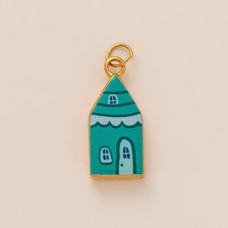 Fashion Oval Painted Oil Drop Pendant Cute Flower House Printing Charm For Jewelry Making Necklace Earring Hanging Accessories