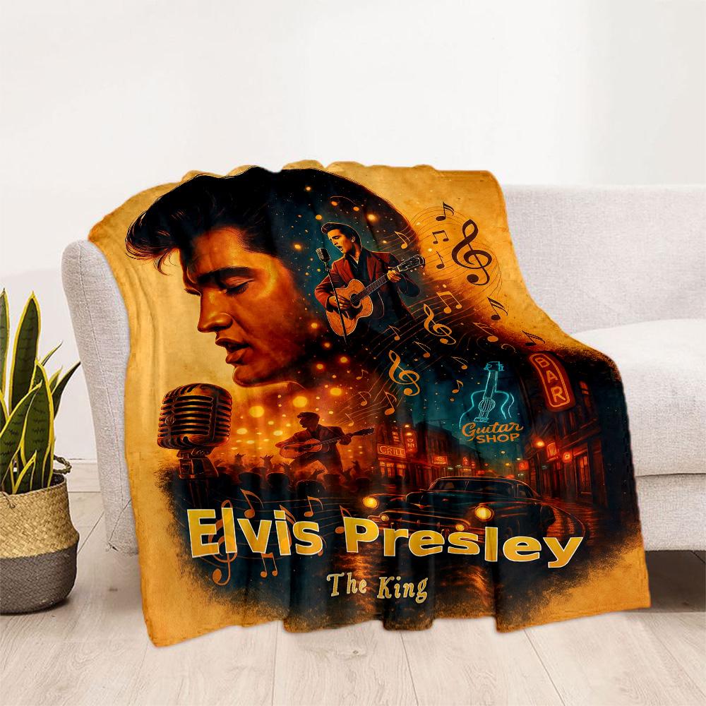 Elvis Presley: Rock Roll Blanket Ultra-Soft Great for Livingroom Sofa Bedding Four Seasons Multipurpose Modern Style Gift for Travel Home Birthdays