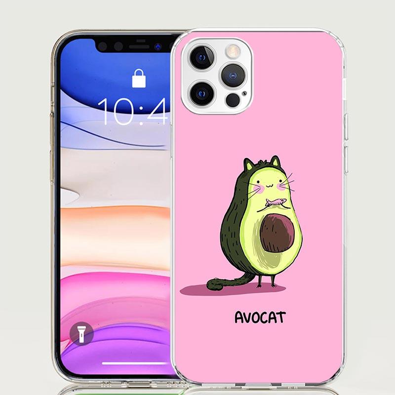 Cartoon Fruit Avocado Case Phone Cover for Apple iphone 16 15 14 13 12 Mini 11 Pro Max 16E X XS XR 7 Plus 8 + SE 2020 Trend Fund