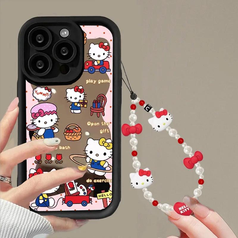 Mirror Makeup Hello Kitty Bracelet Phone Case For Xiaomi MI 15T POCO X8 Pro Max Ultra F7 M7 X7 X5 F5 X6 PRO M6 C40 5G Cute Cover