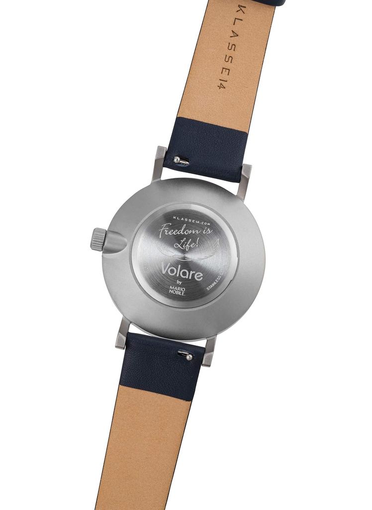 Watch Volare Silver Blue leather strap 36mm WVO20SR007W Navy [KLASSE14] Women's
