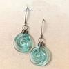 Recycled Glass Spiral Earrings Necklace Handmade Unique Depth Reflects Light Hook Earrings Pendant Necklace
