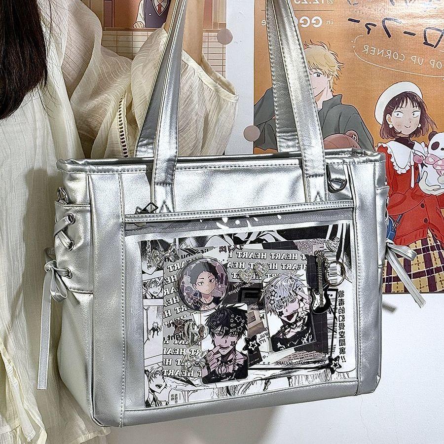 New Girls' Ribbon Y2K Ita Bag Sweet Ladies Large Capacity Shoulder Bag Street Trend Crossbody Bag Daily Commuting Tote Bag