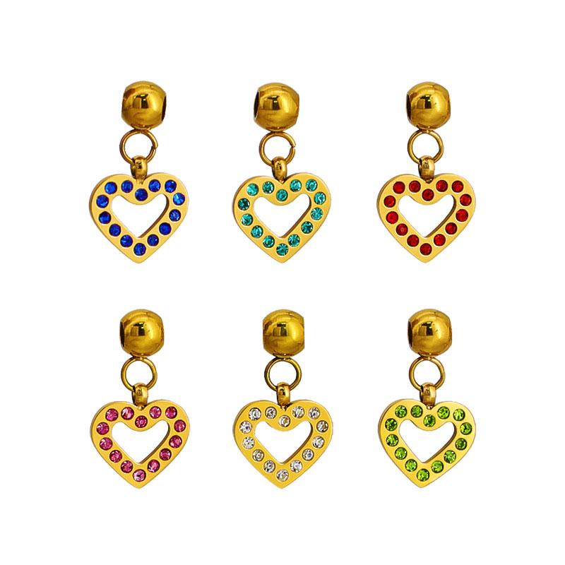 Luxury Junk Charms 316l 18k Stainless Steel Luxury Customize Heart Bracelet Charm for Jewelry Making