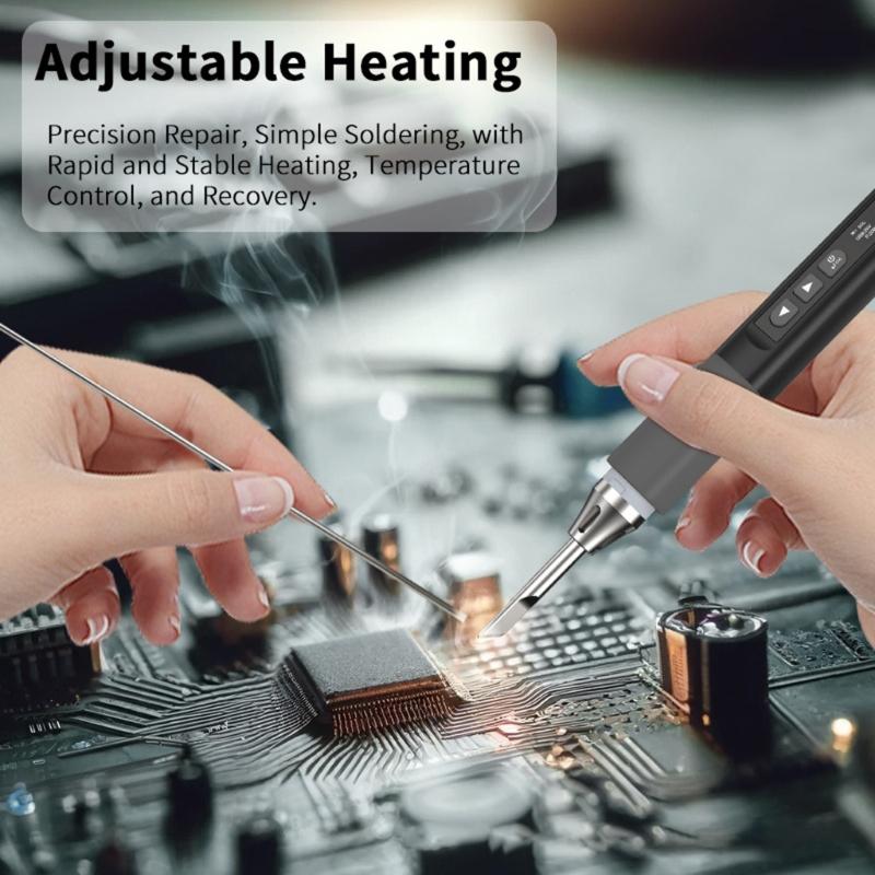 96W Adjustable Temperature Soldering Iron 100-450℃ Welding Solder USB Charging Portable Repair Welding DIY Repair Tool