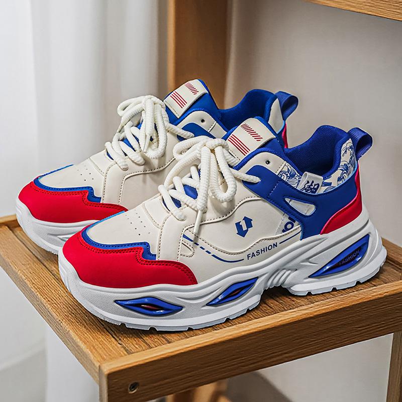 

New Fashion New Men s Fashion Casual Low Top Sports Shoes Students Thick Sole Comfortable Sneakers Boys Male Classic Breathable Basketball Shoes 44 бежевий/червоний