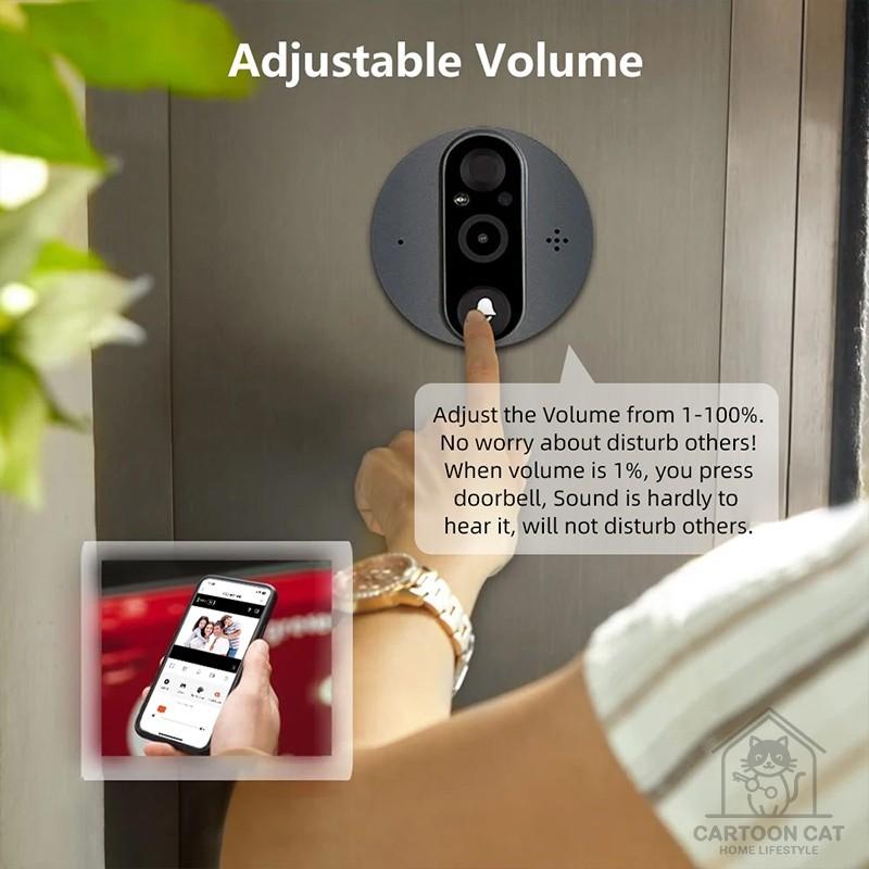 Smart Tuya Wireless Video Door Bell With Camera Peephole 4.3inch WiFi Viewer PIR Motion Detection Night Vision