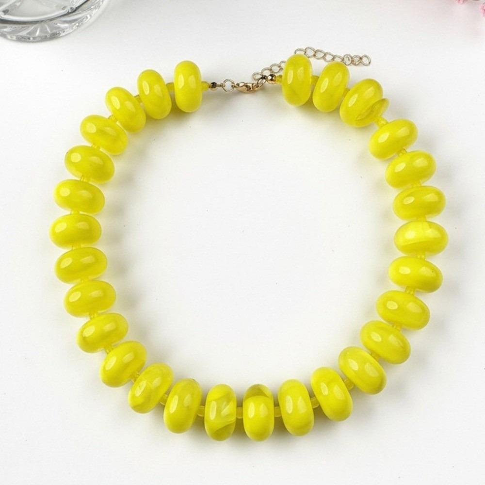 

Resin Acrylic Choker Colorful Statement Clavicle Chain Elegant Beaded Necklace Daily жовтий