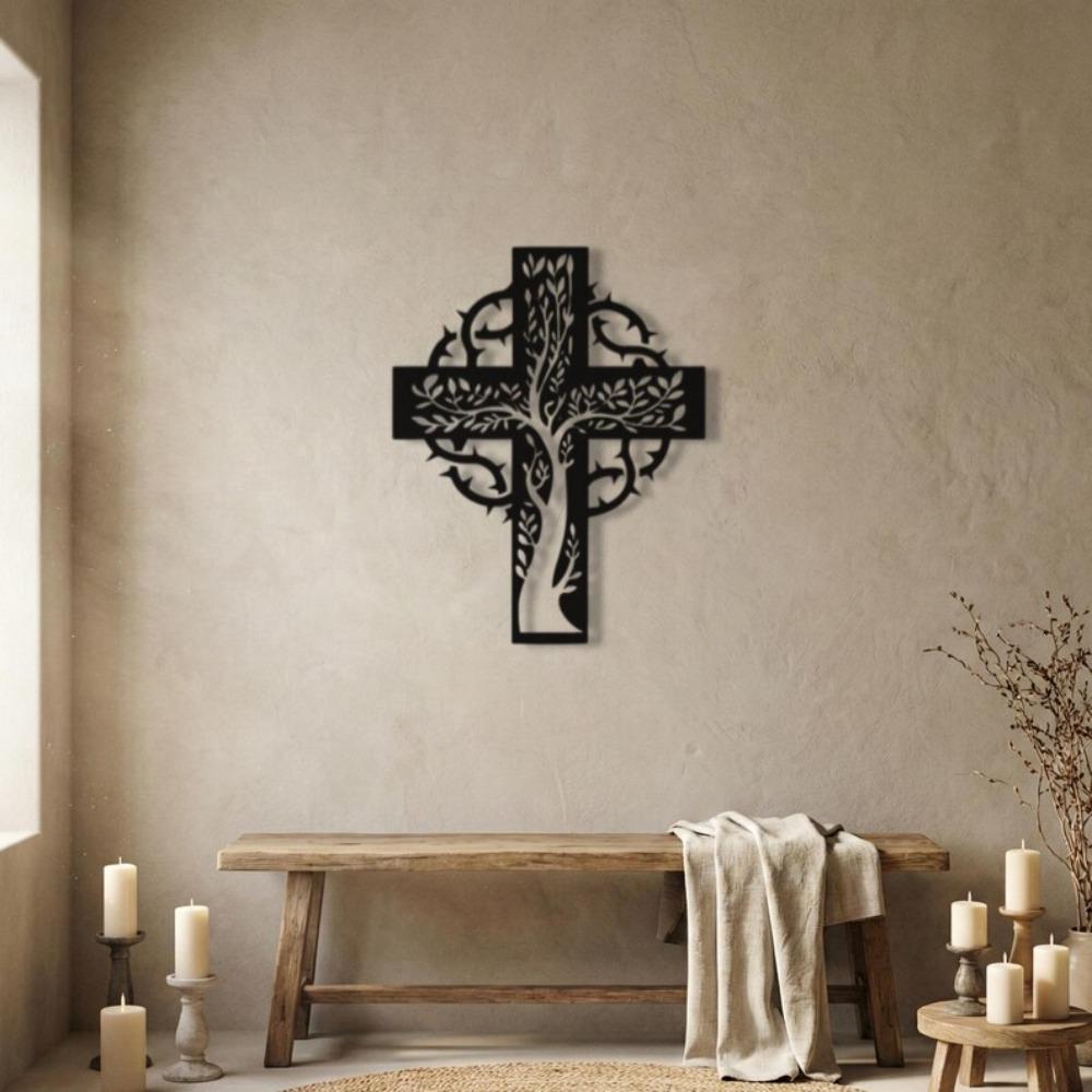 Metal Tree of Life Wall Cross Christian Rustic Home Decor