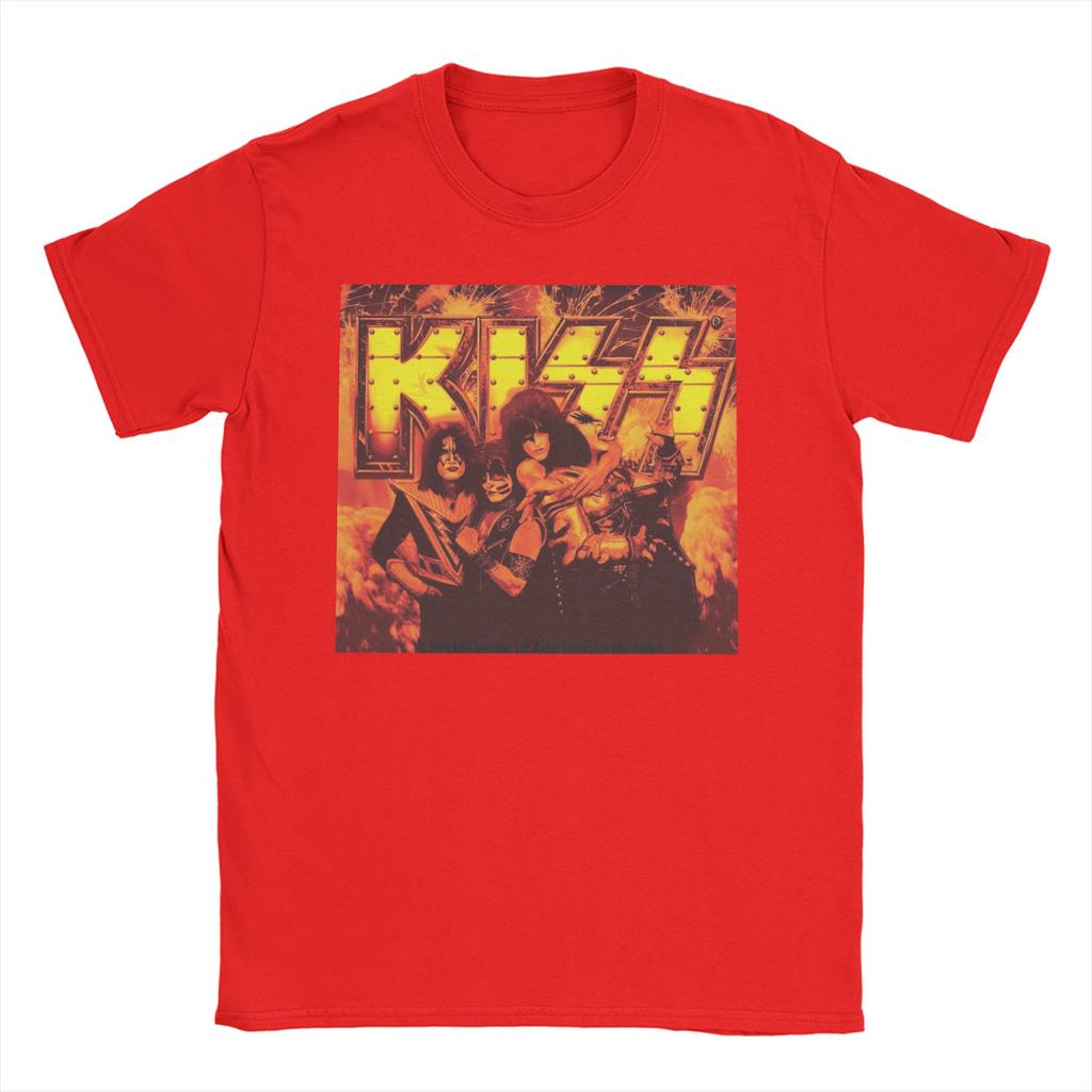 Harajuku T-Shirt Summer Ace Frehley Spaceman Kiss Band Popular T-Shirts  Pure Cotton Tshirt Men Fun Pattern Short Sleeve Top Tee