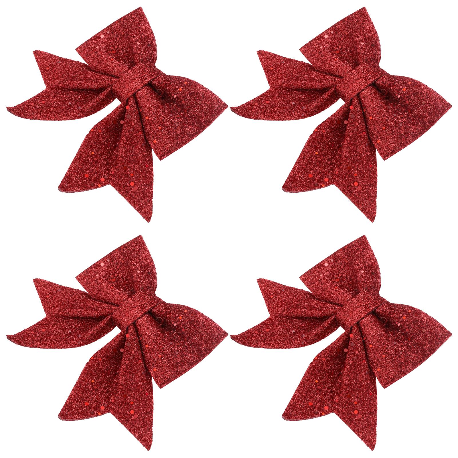 

4pcs Butterfly Decoration Bow Christmas Tree Pendant Diy Gift Ornament Small Bows Decorations For Christmas Party Xmas Crafts червоний
