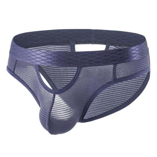 Men Briefs High Elasticity Fit Tight Cut Panties Solid Color Striped Print Breathable Mesh Underwear Smooth Wiring Low Waist Panties
