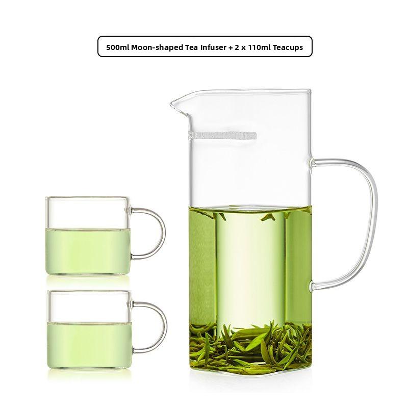 Thiened Glass Een Tea Brewing Device Inteated Tea Cup Strainer One-Piece Tea Dripper Moon Tooth Filter Tea Cup Tea Pot